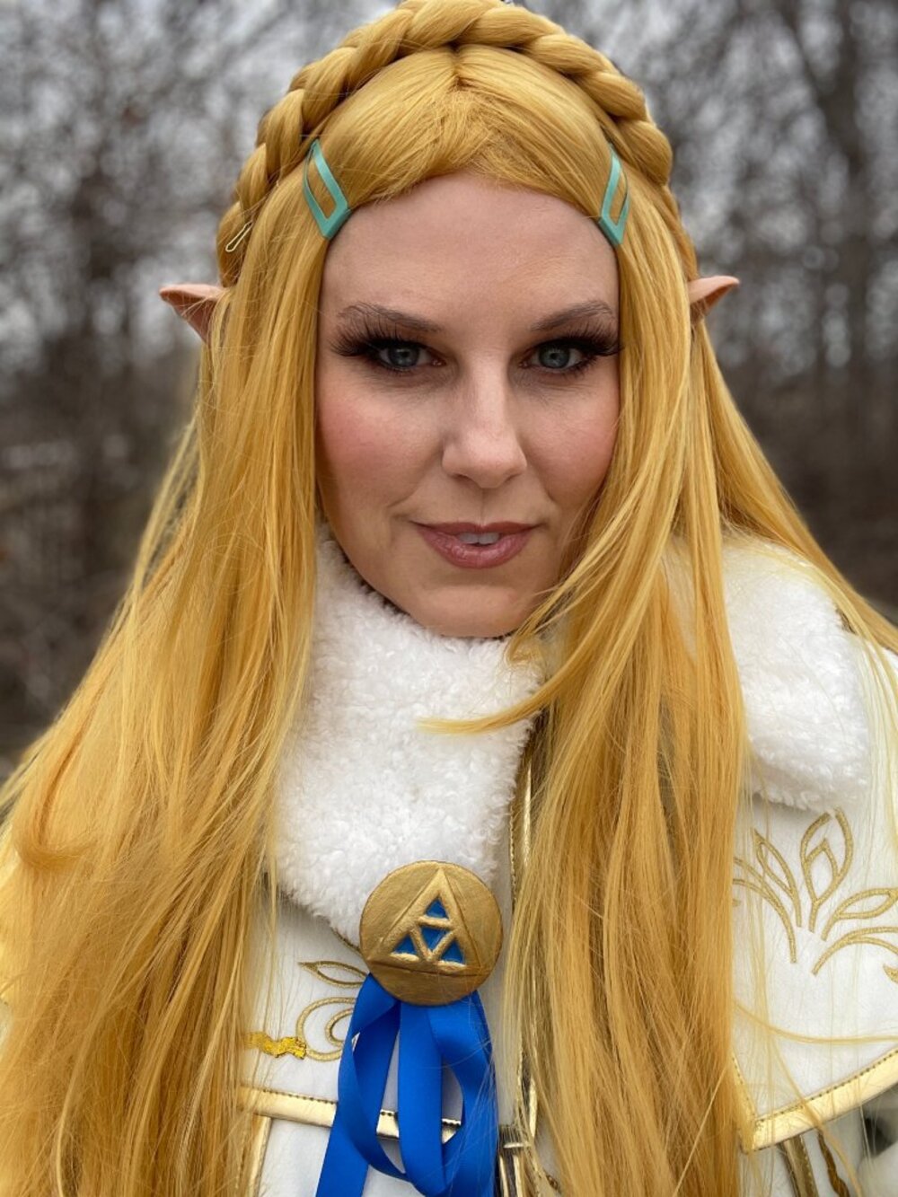 Long Golden Blond Princess Zelda Wig with Braid BOTW cosplay